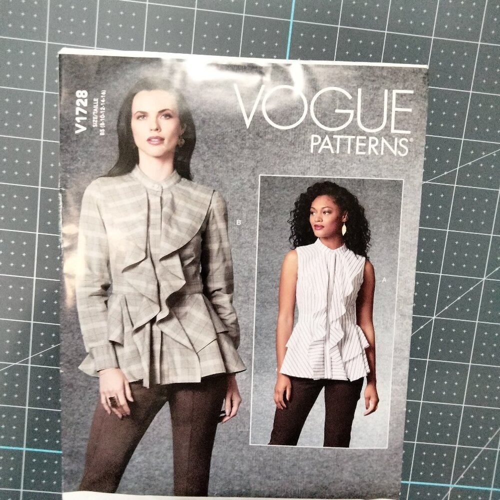 V1728 Vogue Pattern, 8-16, Misses' Top, Uncut, Factory Folded, OOP